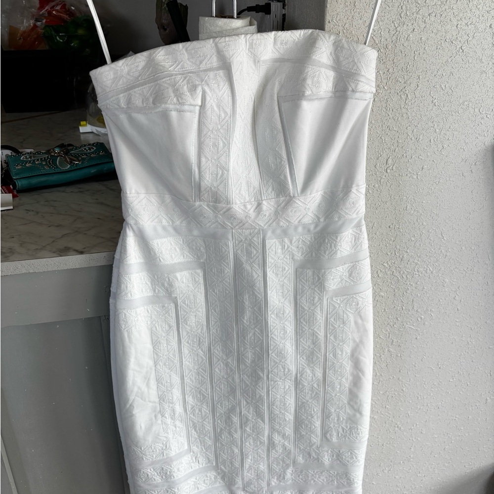 White House Black Market White Strapless Bodycon Dress